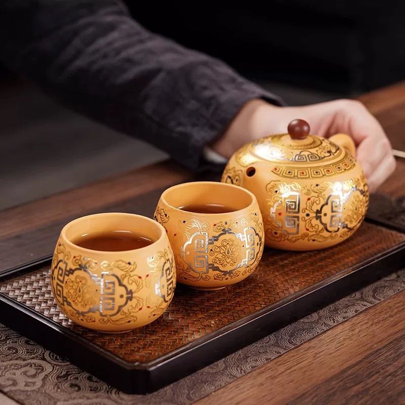 【汀和大福】紫砂西施鳳鳴壺｜手工製作・琺瑯點綴・黃金細節超精緻！泥鳳鳴高端功夫茶具必收！